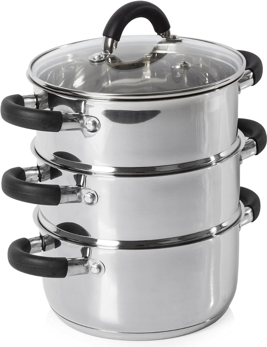 JCP® Stoompan - Stoomkoker - Stoompan Inductie - Zilver - 19cm x 27cm x 29cm