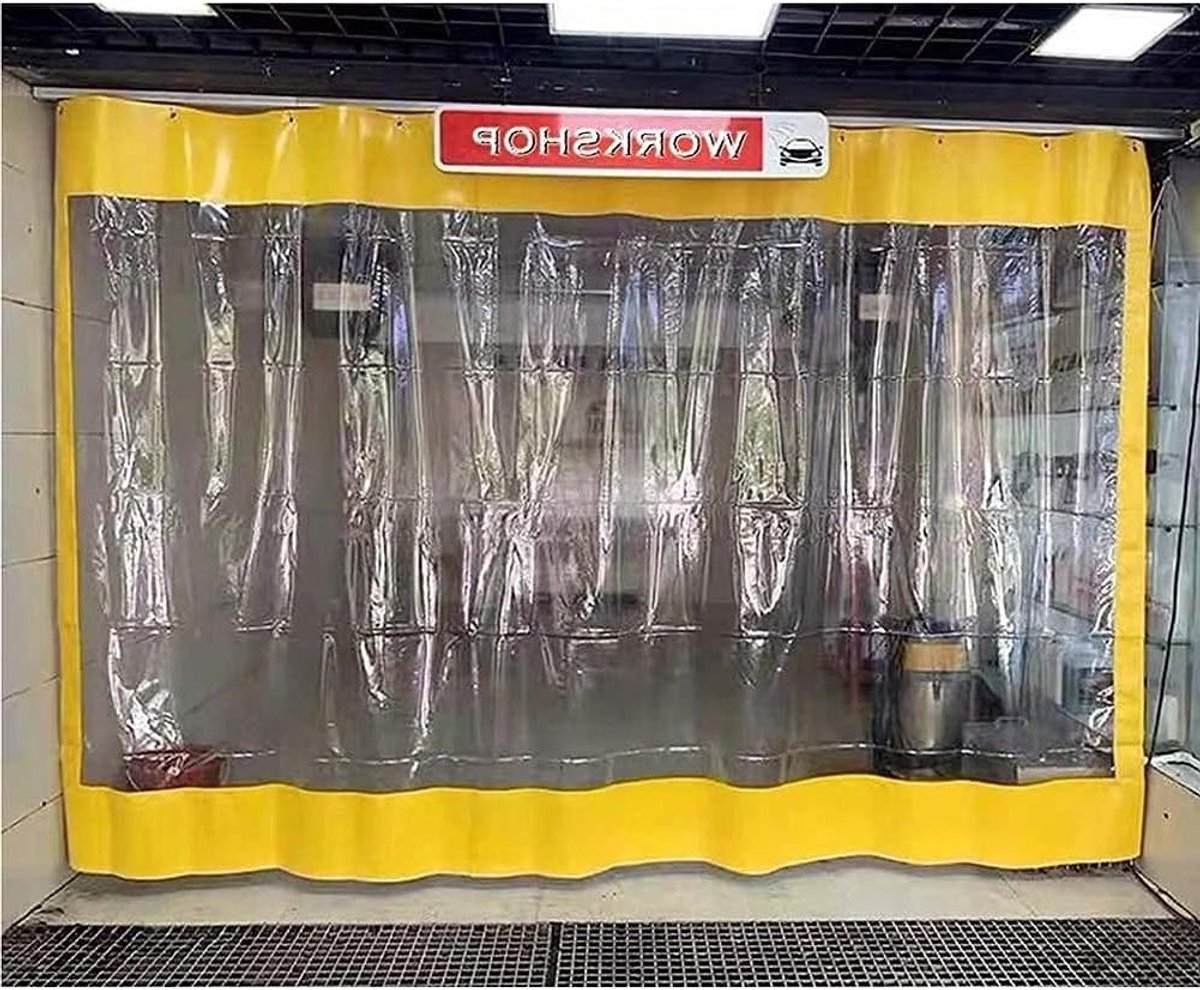 Buitengordijn Transparant - Terrasgordijn Waterdicht - Buitenruimte Afschermen - PVC Gecoat Dekzeil - 2x3.3m - Helder Geel
