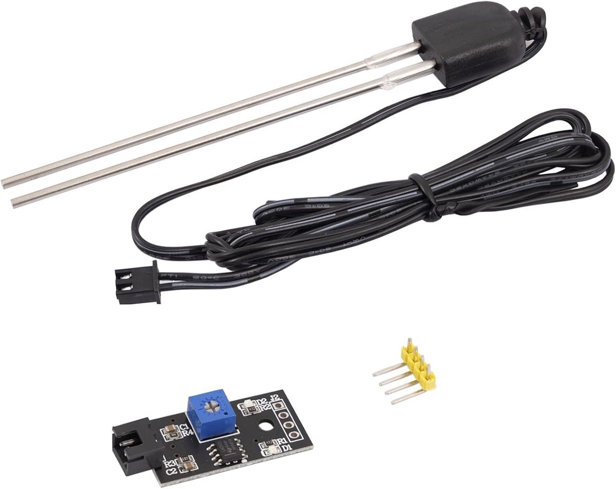 Bodemvochtsensor, vochtdetector en plantenvochtmeter met corrosiebestendige sonde voor automatisch bewateringssysteem compatibel met Arduino en Raspberry Pi