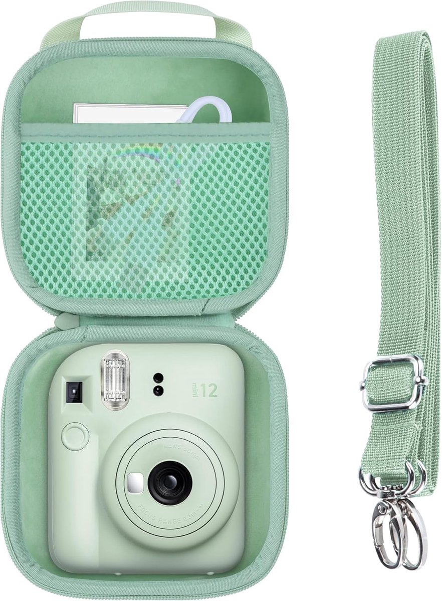 Hoes Compatibel met Instax Fujifilm mini 12/11 / 13 instant mini camera (Lichtgroen)