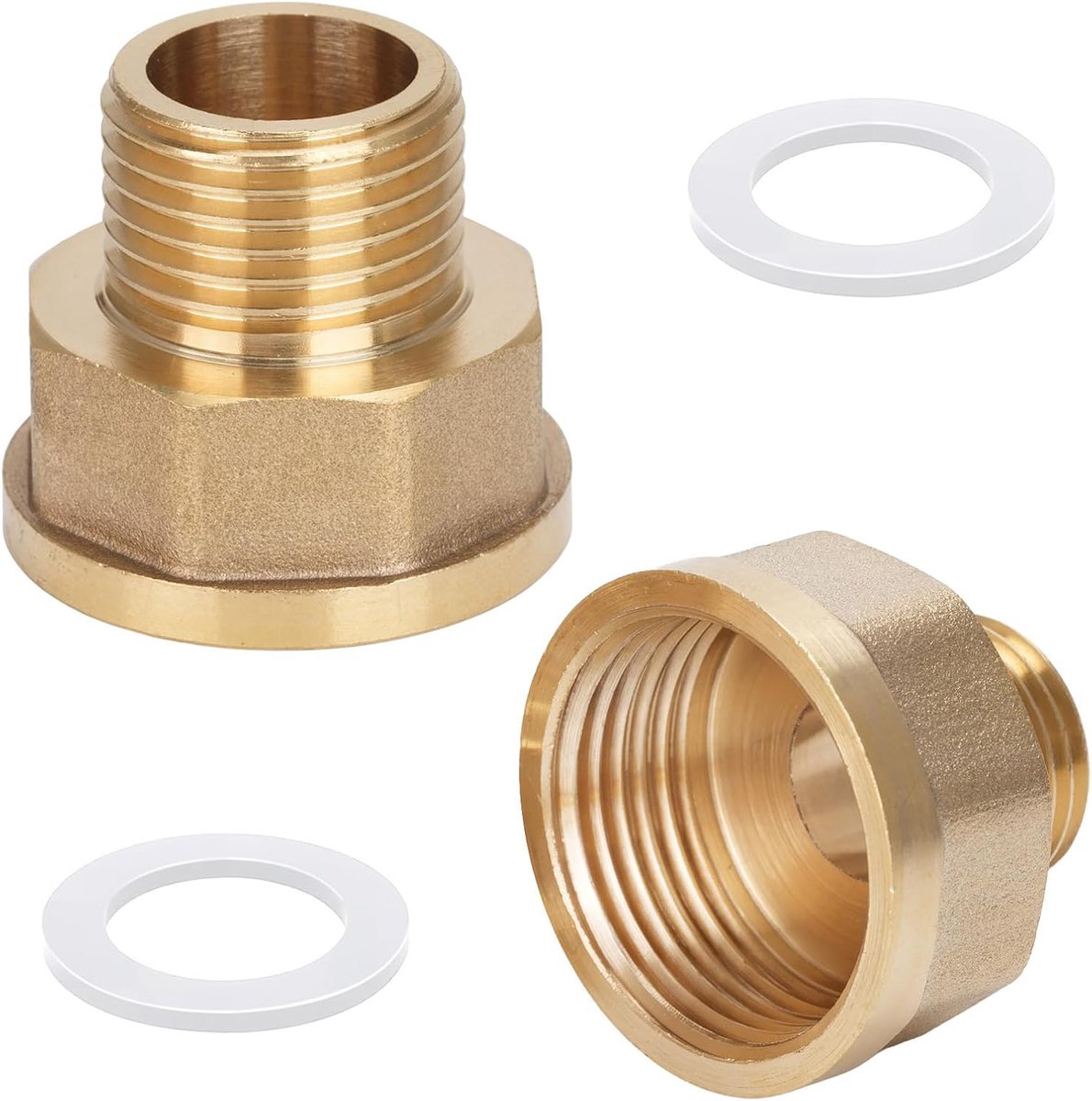 stuks reduceerverlenging 1/2 buiten x 3/4 messing aan de binnenkant, reductie 3/4 naar 1/2