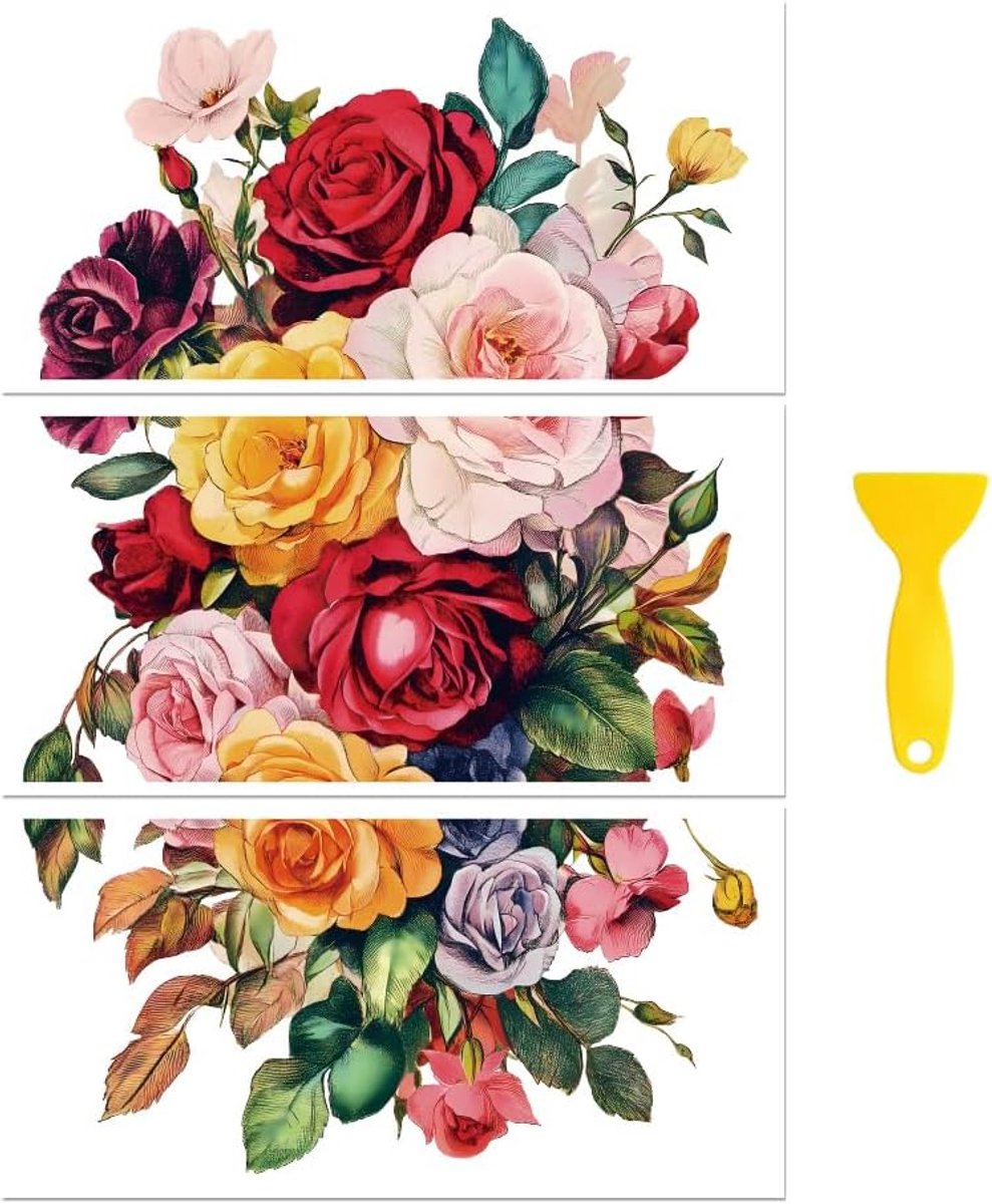 Victoriaanse bloem wrijven op transfers voor meubels ambachtelijke 6 "x 12" | 3 STKS Waterdichte UV DTF Transfers, Gemakkelijk Wrijven op Stickers voor Meubels, Hout, Glas, Porselein & Decor Projecten