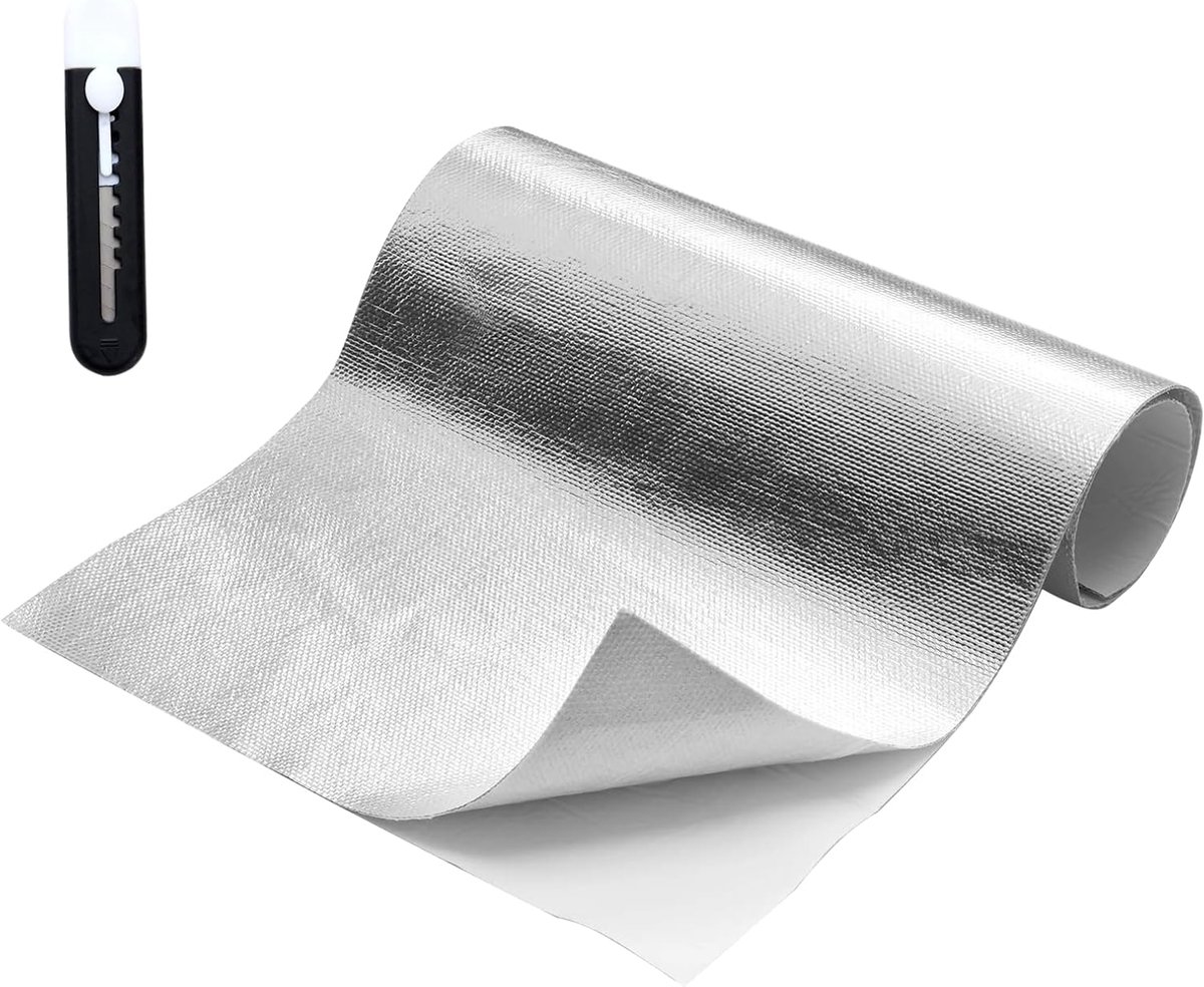 SnelShoppen - Aluminium Folie 60 x 250 cm, Warmtebescherming, Aluminized, Zelfklevend, Thermische Barrière, Reflectief, Isolerend, Ideaal voor Keuken