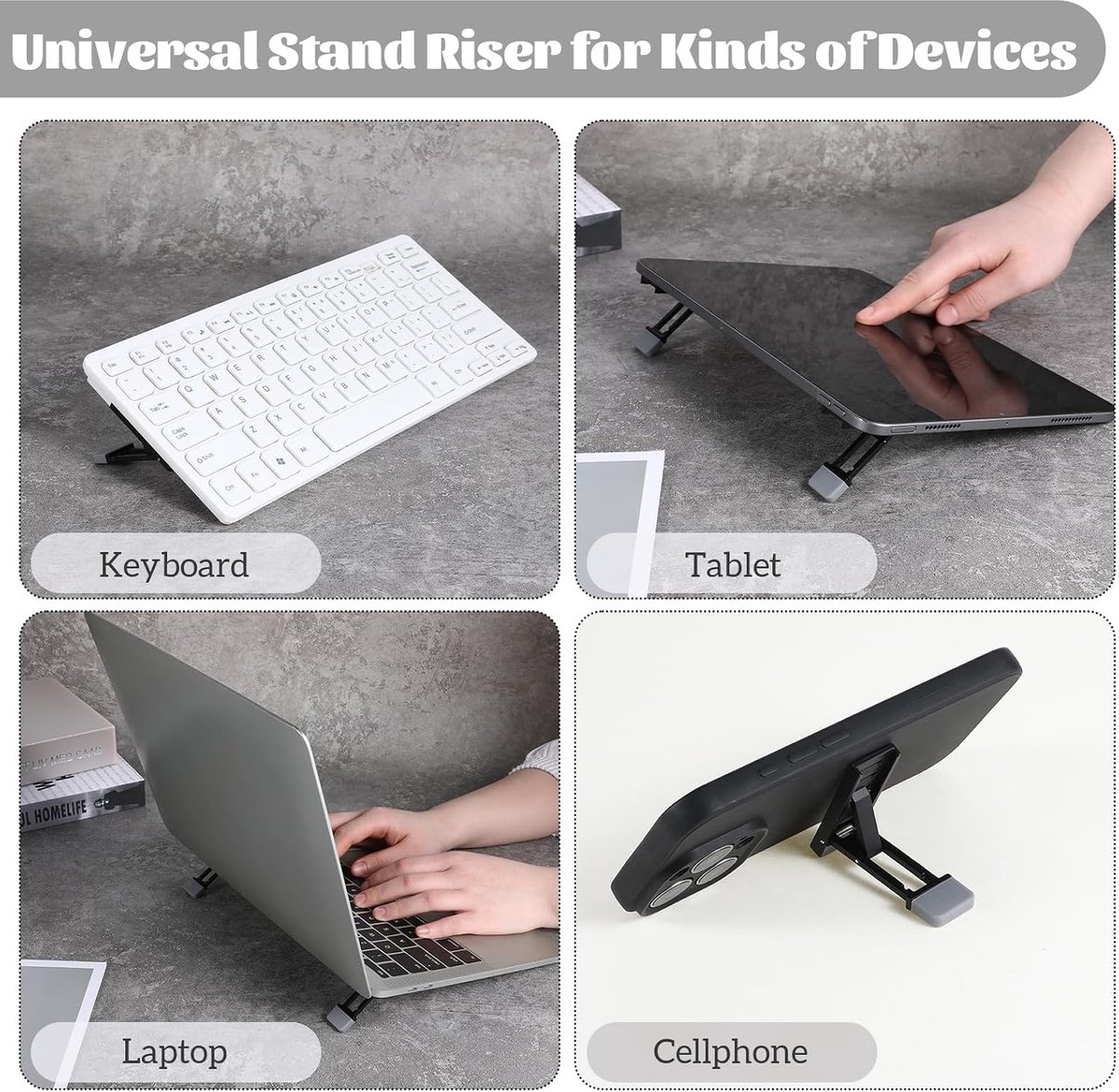 2 stuks keyboardstandaard, draagbare toetsenbordverhoging, mini-laptopstandaard, toetsenbordstandaard, 3-traps verstelbare toetsenbordverhoging, zelfklevende toetsenborden, riser voeten voor de meeste