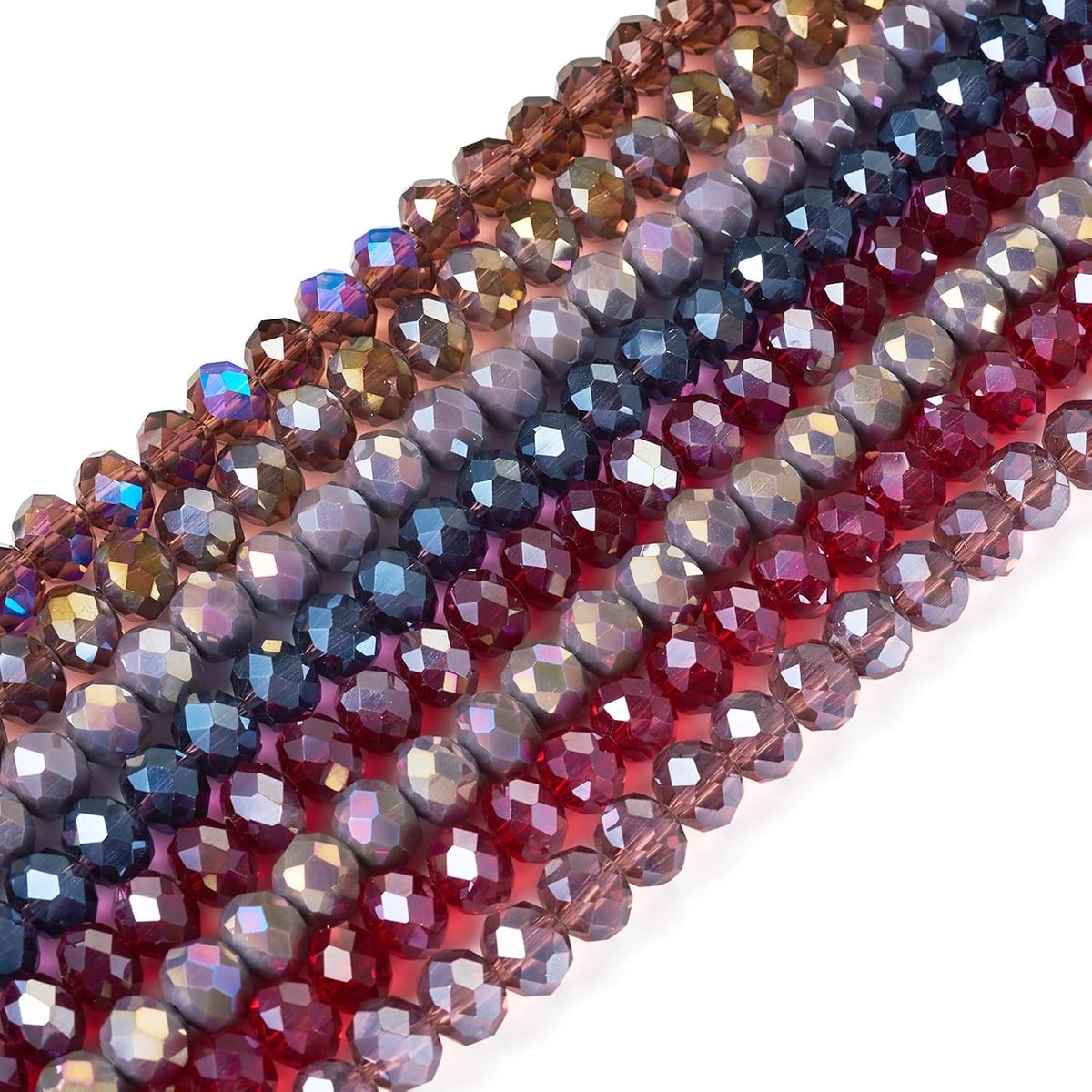 500 stuks facet rondelle galvaniseren glazen kralen streng 8x6mm regenboog vergulde facet ronde kristallen kralen voor doe-het-zelf ketting armband sieraden maken
