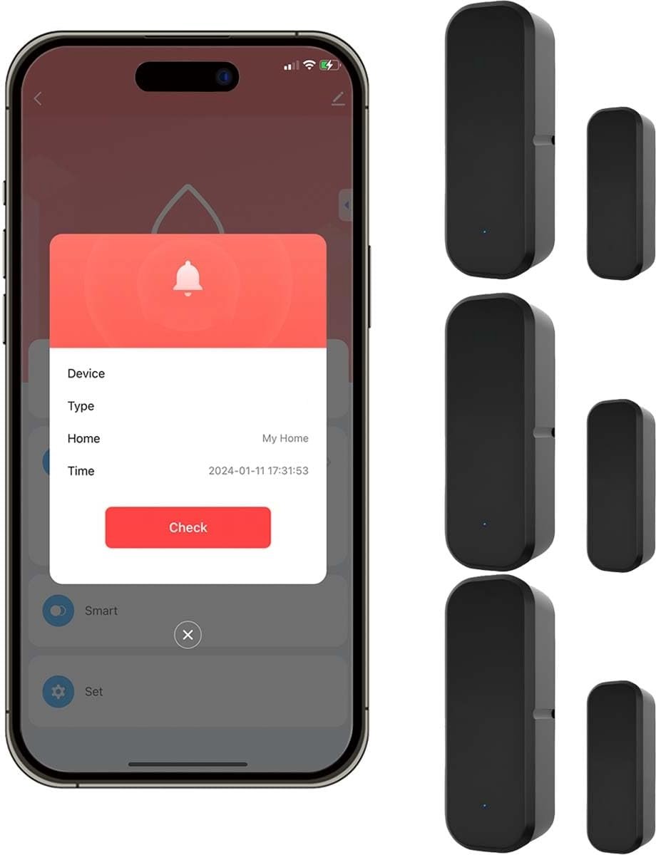 Deur- en raamsensoren, wifi-deursensor, alarm, slimme deursensor, contactsensor voor deuren en ramen, draadloze deuropeningssensor, met Alexa en Google Home