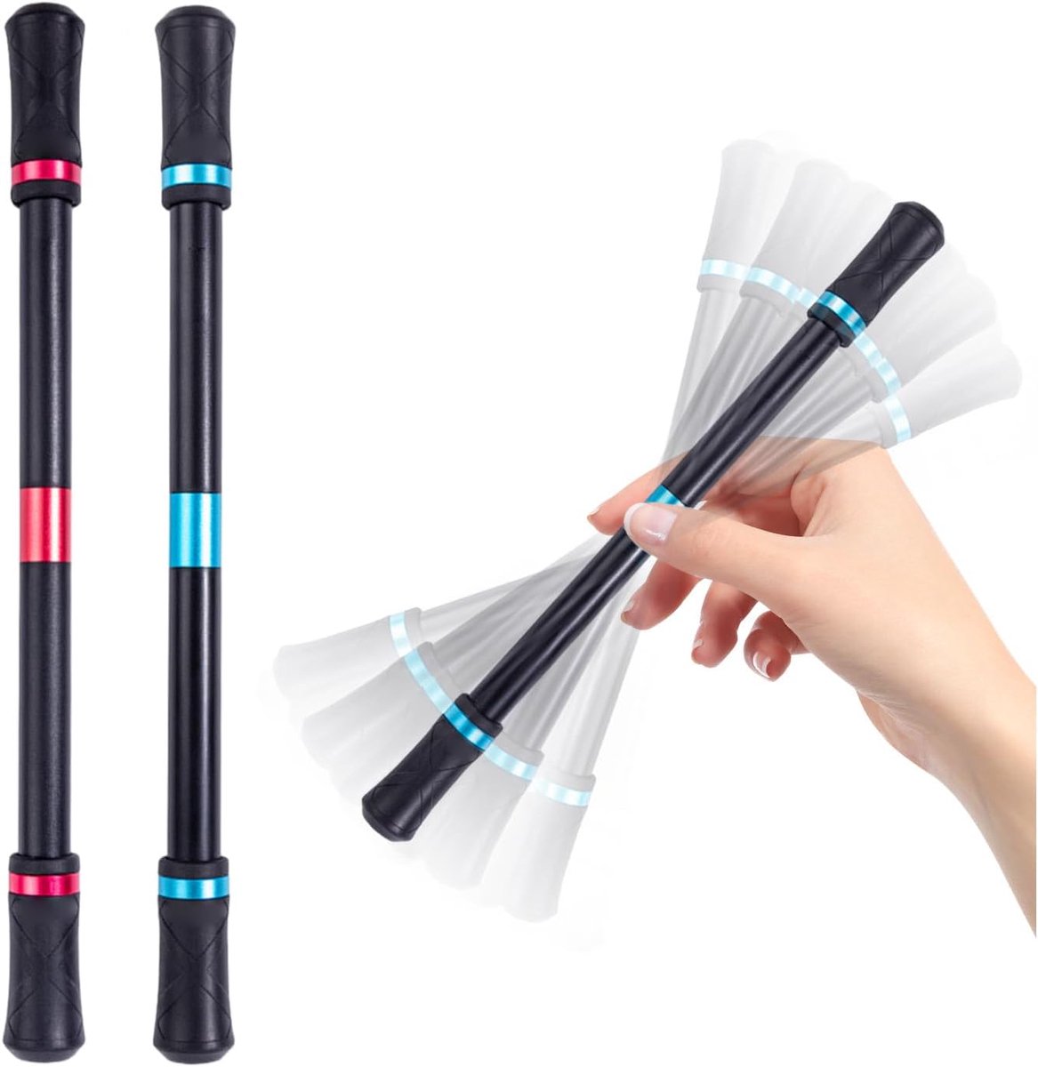 2 roterende pennen met rollende vingers, primaire roterende pen, roterende decompressiestift, roterende vingerpen voor volwassenen en kinderen, hersen-Sutra-speelgoedpen