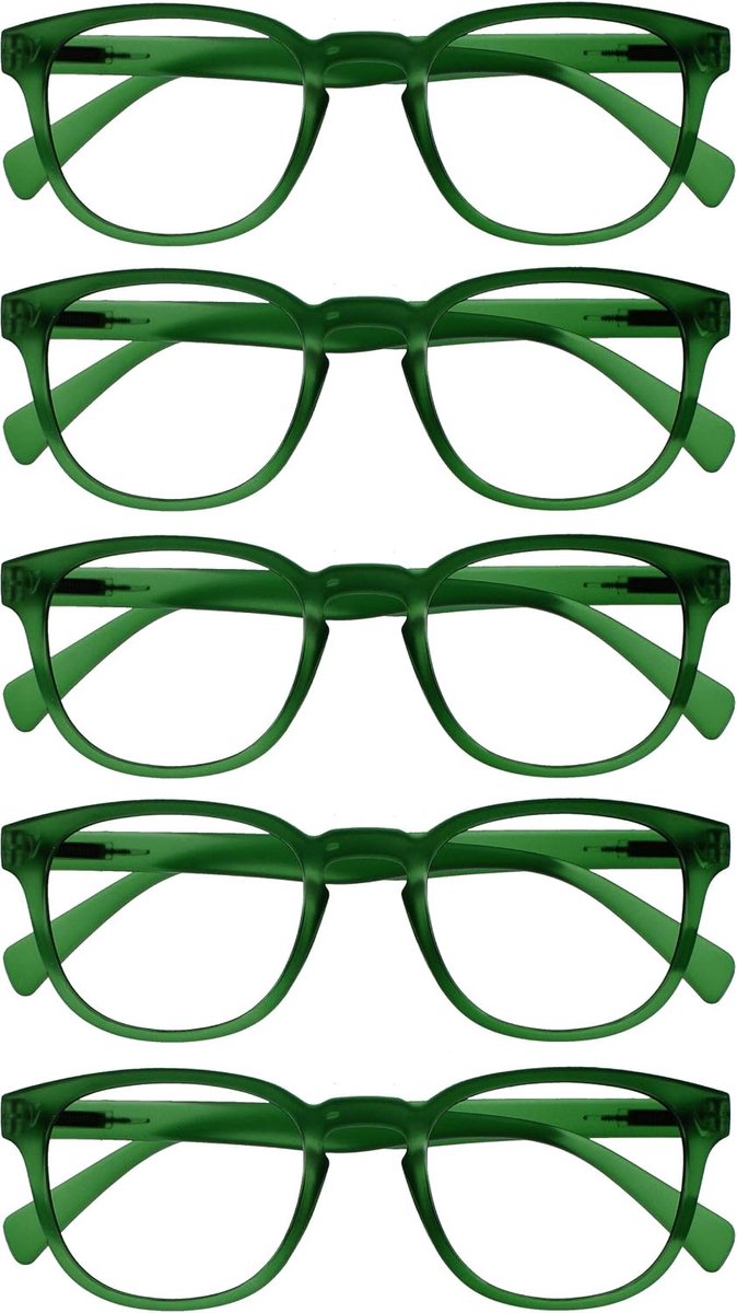 Pop 5 Stuks Retro Ronde Glad Mat Mosgroen Mannen Vrouwen Leesbril Scharnieren Met Veer RRRRR2-6 +1,50