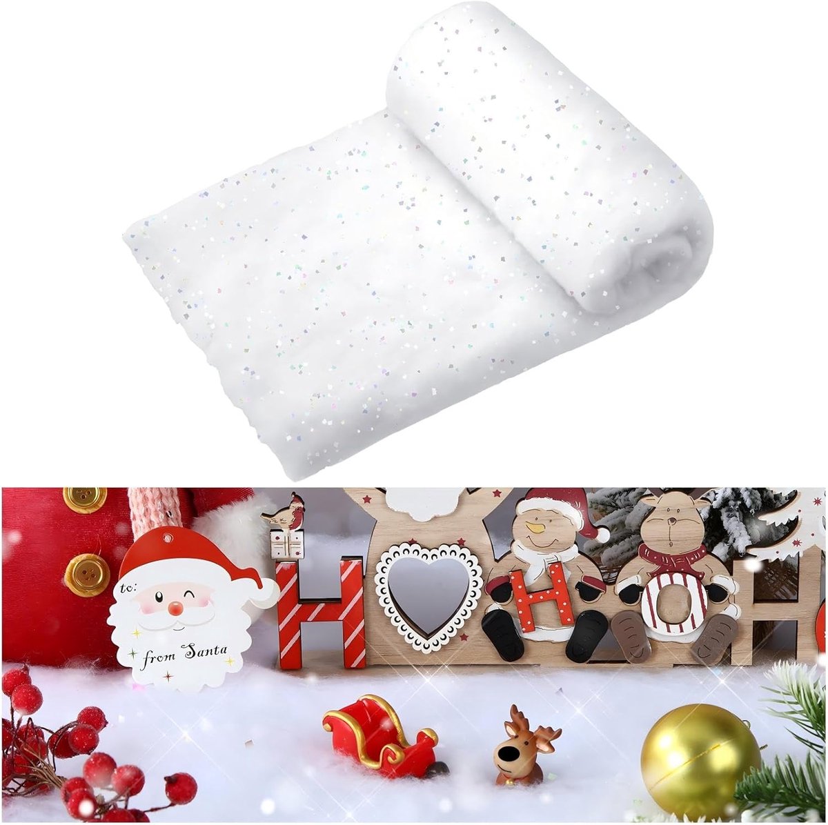 2 stuks kerst nep sneeuw deken 40 x 32 inch kunstmatige glinsterende sneeuw voor dorp display, pluizige boom basis cover, winter wonderland decoraties