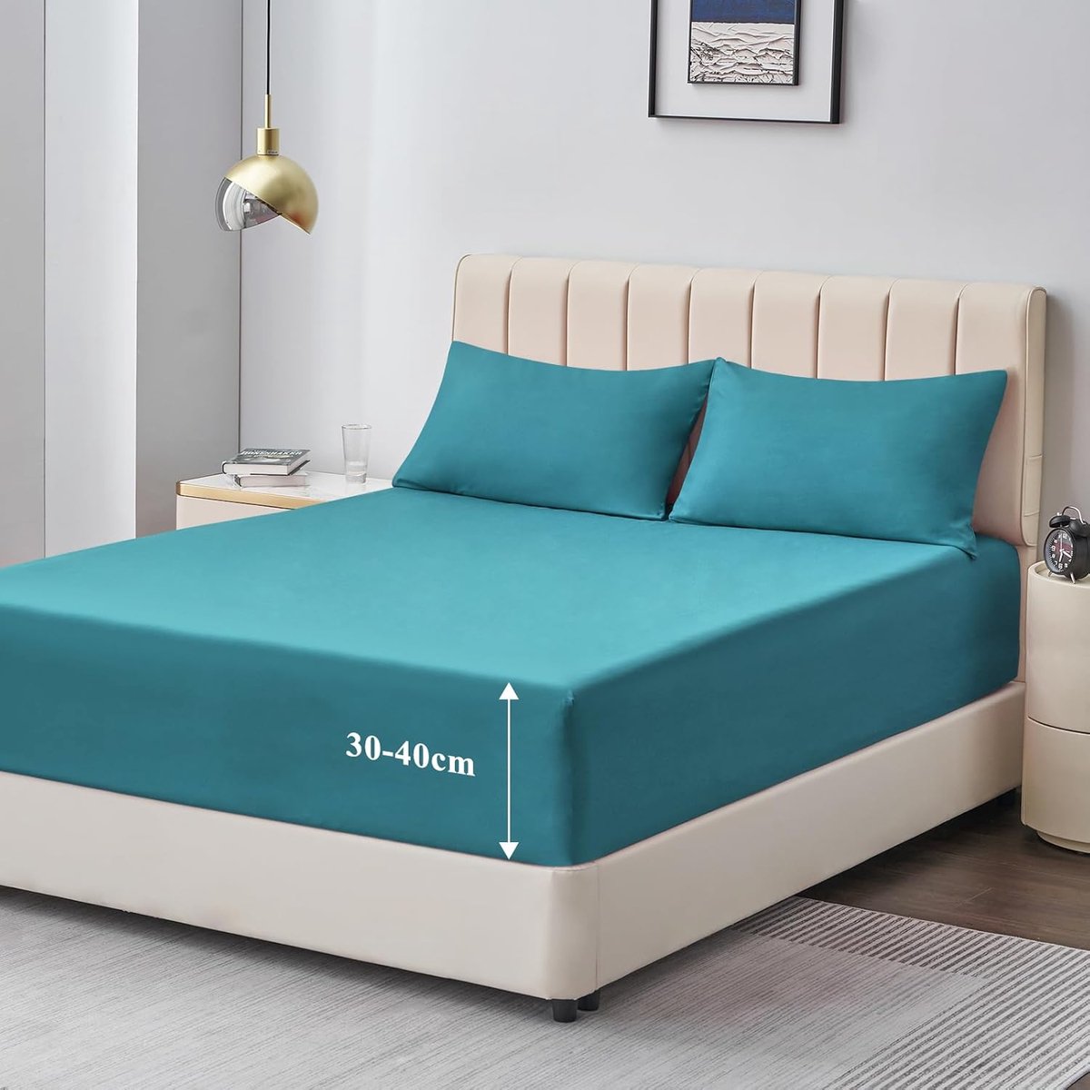 hoeslaken 180x200cm bedlinnen Boxspringbed - Bedlaken Turquoise 180x200 van premium microvezel, zacht spanlaken 180 x 200 met matrashoogte 40cm voor waterbed Bed Fitted Sheet