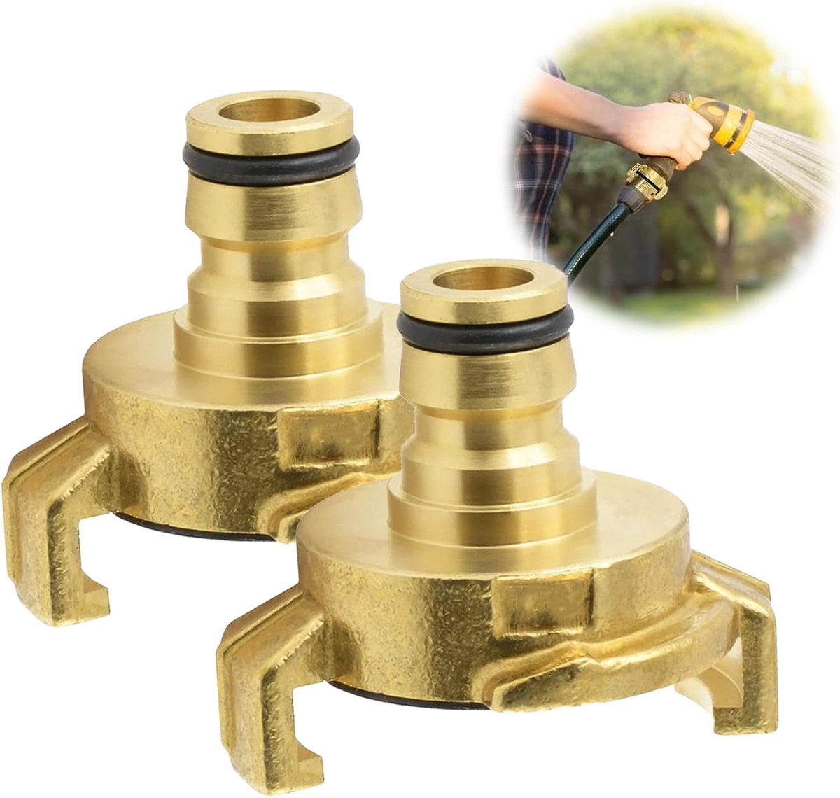 2 stuks messing snelkoppeling compatibel met systeem Geka - overgang naar steekkoppeling stekker voor Gardena, klauwkoppeling adapter, snelkoppeling met 1/2 inch steekkoppeling voor tuinslang