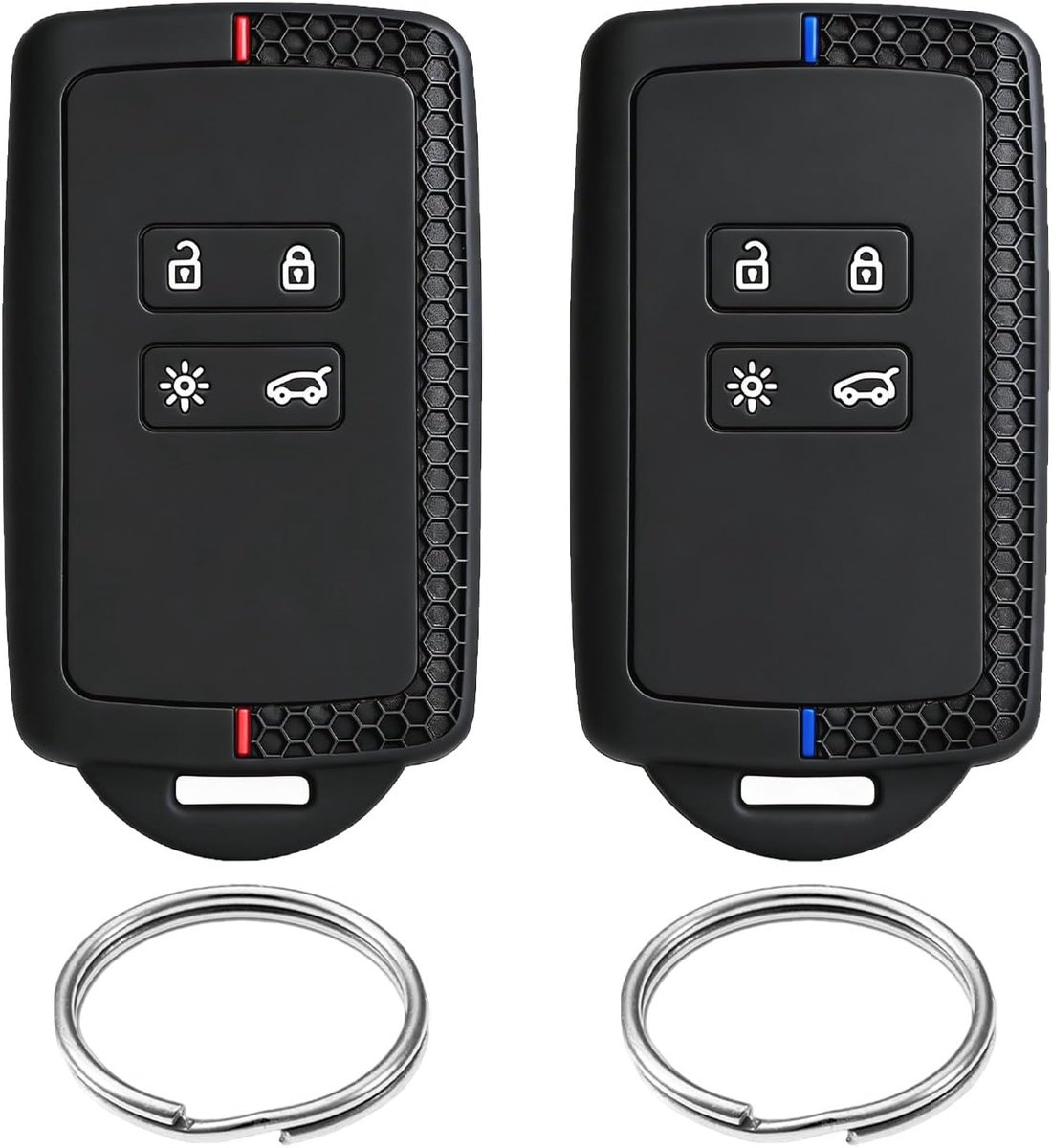 2 Stuks Autosleutel Hoesje Siliconen Compatibel met Renault Clio Espace 5 Master Bus Mégane Kadjar Koleos C-aptur Talisman Zoe Arkana Dacia Duster Sleutelhoesjes 4 Knoppen Autosleutels Beschermhoesjes