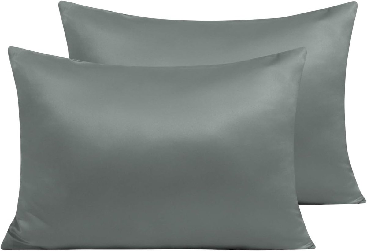 SnelShoppen - 2x Donkergrijze Kussenslopen 40x60cm, Super Zacht Polyester, Met Rits, Ideaal voor Woonkamer, Slaapkamer, Tuin en Feestjes