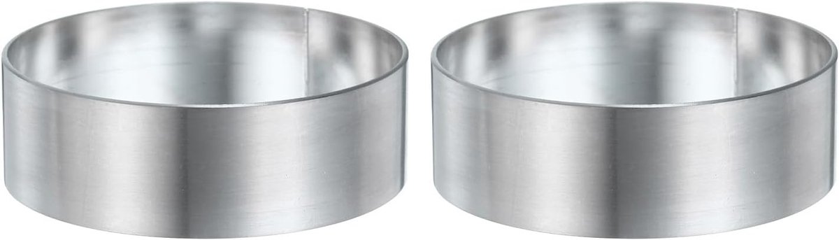 2 stuks ronde taartring 6 cm x 2,54 cm naadloze roestvrij stalen pastry-mousse-dessertring met spiegelcoating voor het bakken en koken van Engelse muffins en crumpets