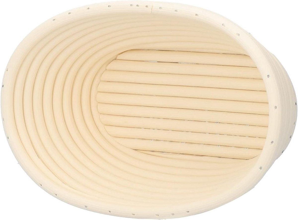 Broodrijsmand - Rijsmand Brood Deegmand - Zuurdesem Bakken - Handgeweven Plastic - 21 x 14 x 8 cm - Gebroken wit