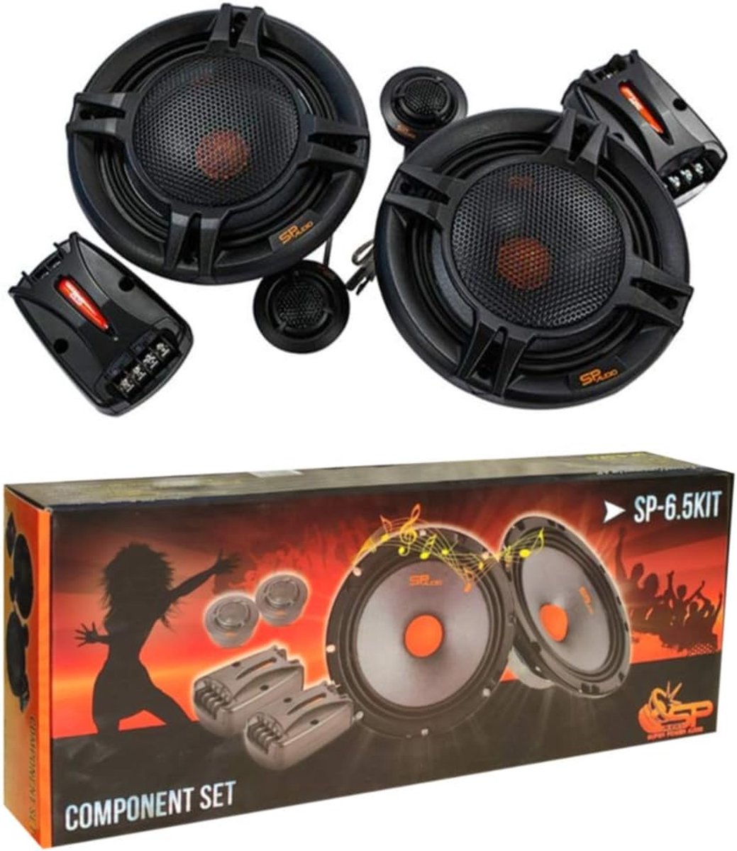 SnelShoppen - 2-way SP AUDIO SP-6.5KIT 6.5" 16.5cm 180 Watt RMS 360 Watt Max Woofers en Tweeters Kit met Crossovers voor Auto Geluid