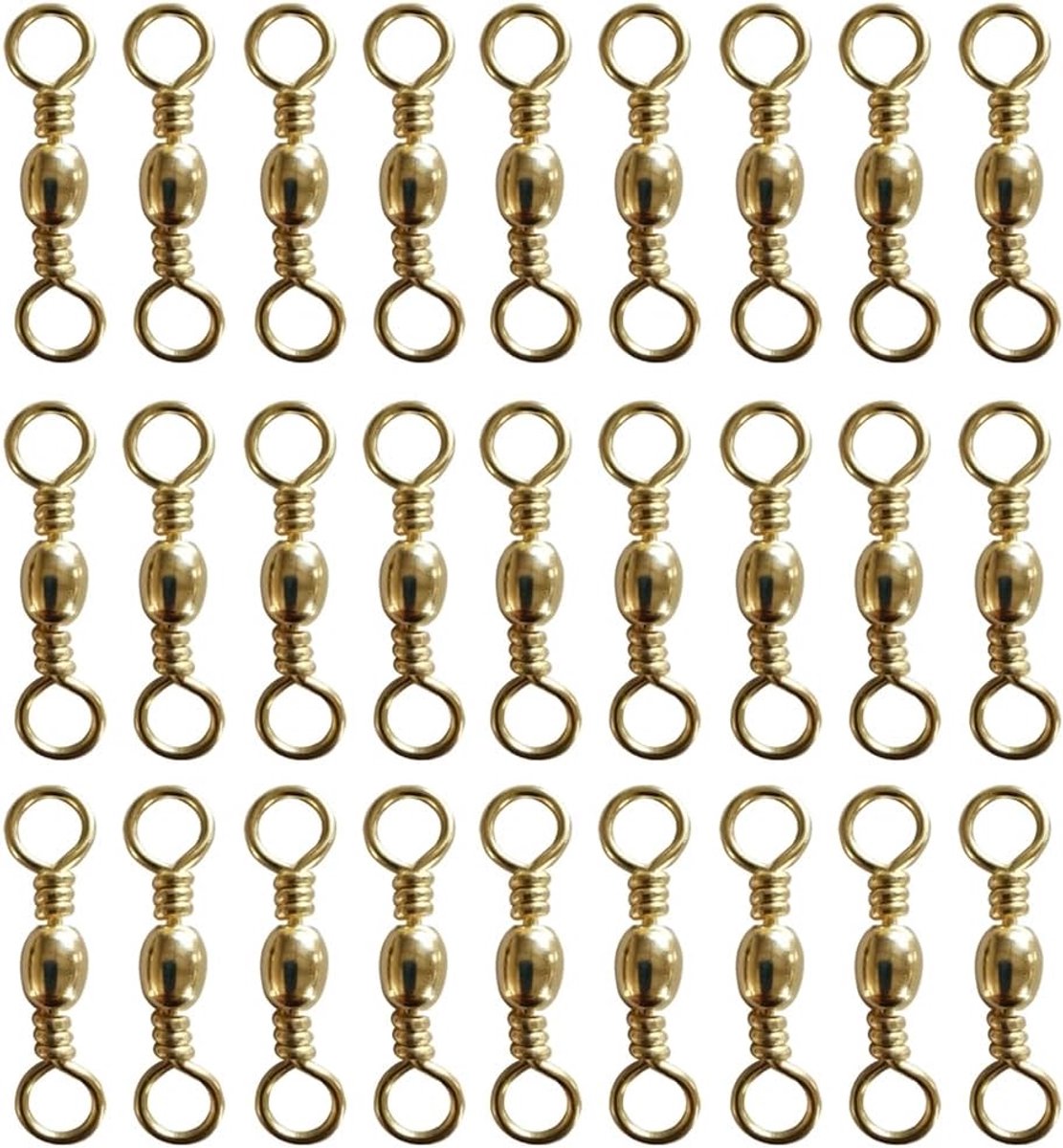 Wartels, 100 stuks vissen Rolling Swivel Solid Ring Vissen Connector Tackles voor Zoutwater of Zoetwater (Goud)