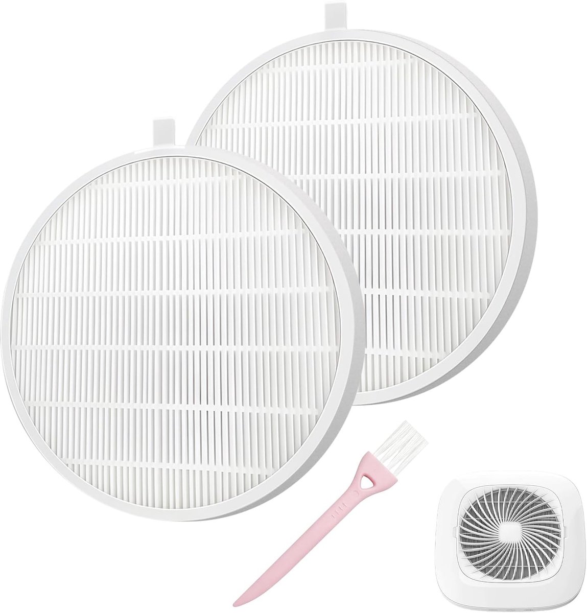 2 Stuks Nagelstofzuiger Filter 17x17cm + 1 Nagelborstel, Herbruikbaar Wit Non-Woven Polypropyleen Vervangingsfilter voor Salon Nagelstofafzuiging