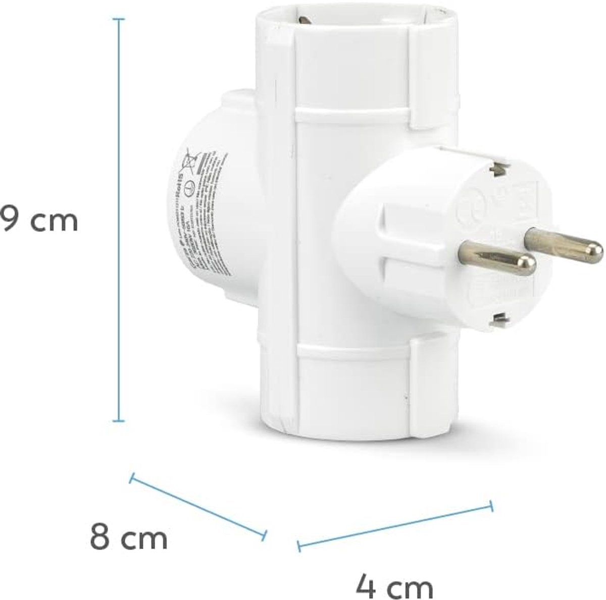 Stekkerdoos 3-voudig - compacte witte design - kindveilig - maximaal 3500 W - ShopVlot
