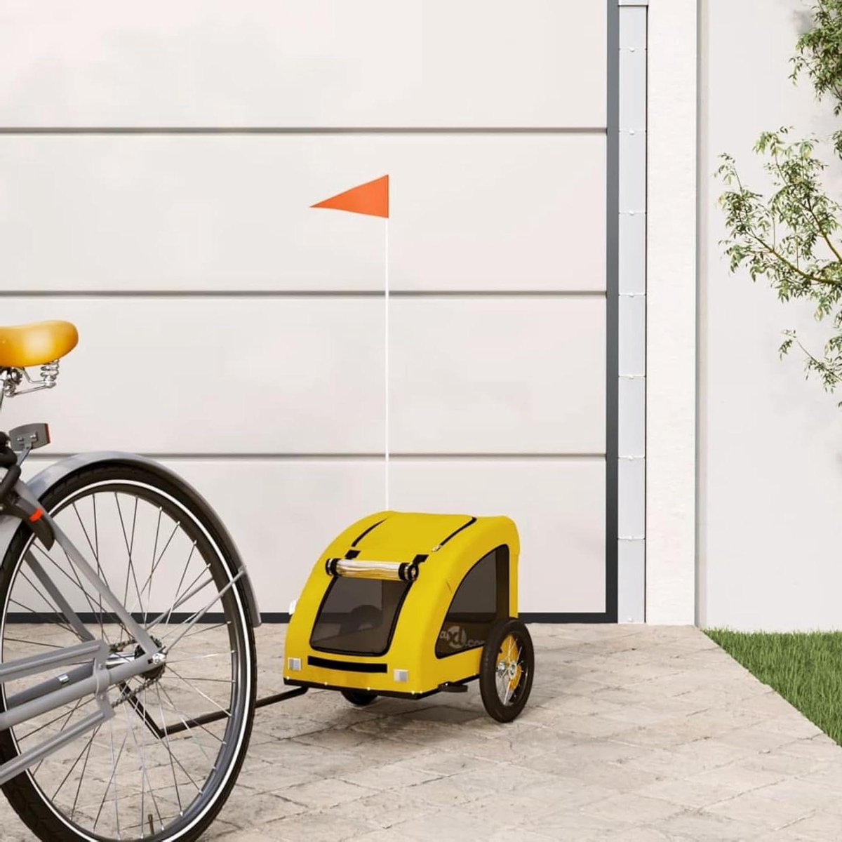 Fietskar Huisdier - Hondenkar Reizen - Comfortabel Vervoer - Stevig Ijzeren Frame - 124 cm Lengte - Geel