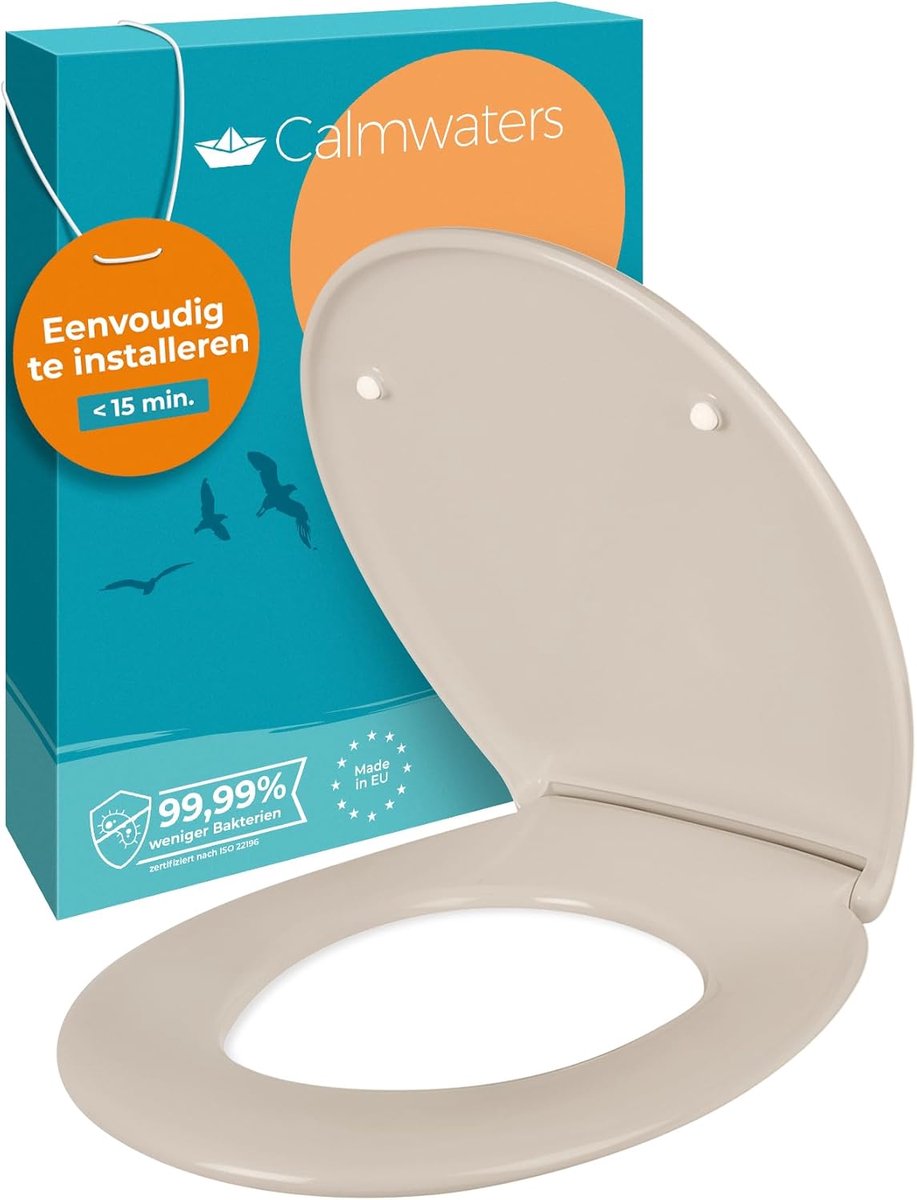 SnelShoppen - Premium toiletbril met eenvoudige installatie, tot 250 kg, Antibacterieel duroplast, Dubbel soft-close, 2 montagemogelijkheden, Verwijde