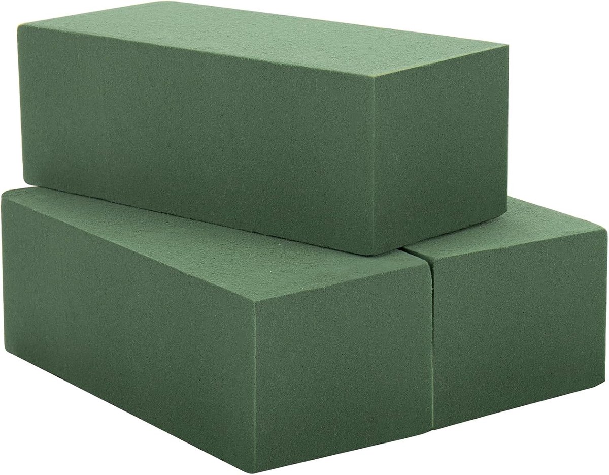 Schuim - Nat schuim set 20 x 9 x 6 cm, 3 stuks vierkant bloemschuim, steekmassa, insteekziegel voor bloemstukken - steekspons, knutselen, feesten, bruiloft