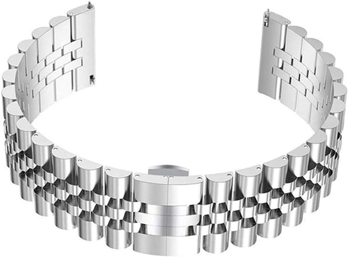 Roestvrij stalen horlogeband 20mm Jubilee Quick Release verstelbare vervanging voor traditionele horloges en slimme horloges (zilver)