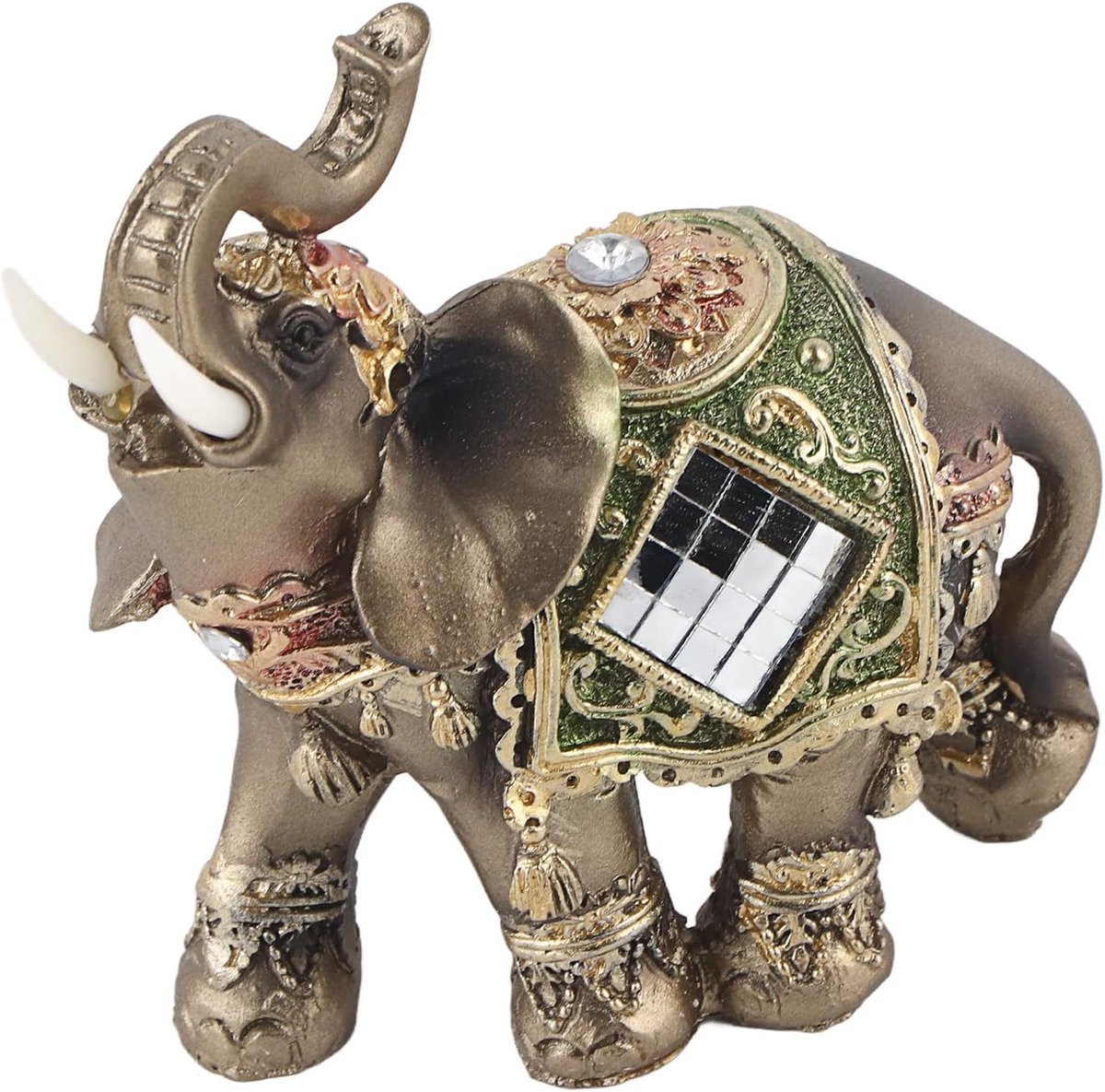 Feng Shui Olifant Beeld - Groene Sculptuur - Symboliseert Welvaart en Geluk - Perfect voor Woonkamer - ShopVlot