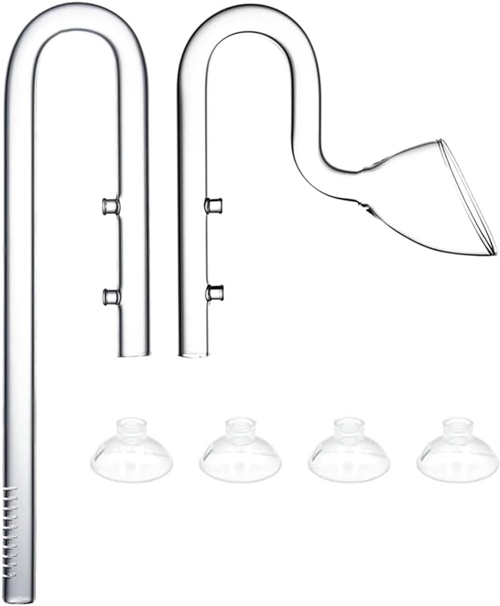 17 mm glazen leliepijp, instroom en uitstroom, geschikt voor 16/22 mm