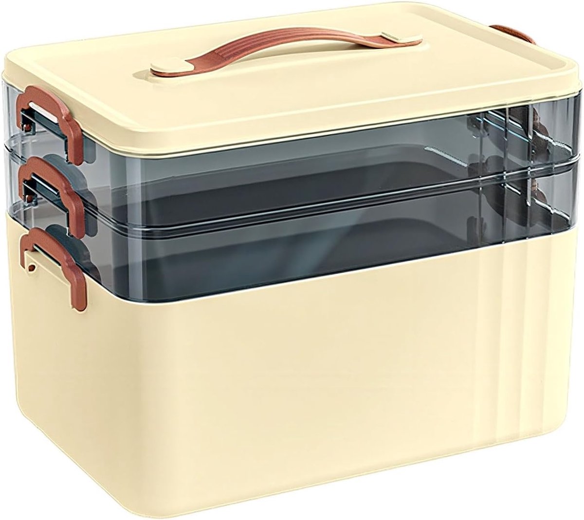 Opslag van medicijnen, 3-planken, groot, draagbare multifunctionele medicijnbox met transparant deksel, knutselkoffer, sorteerdoos, opbergdoos voor sieraden, geneesmiddelen, naaitoebehoren