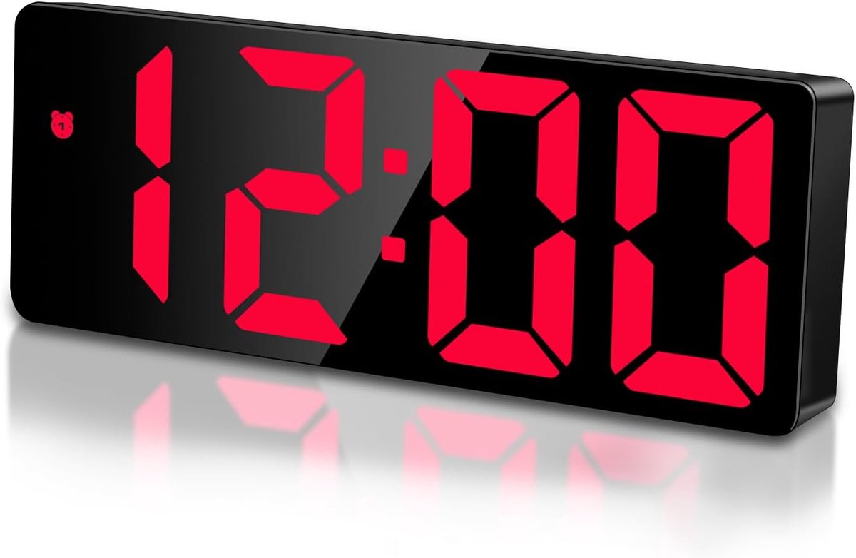 Wekker, digitale klok, led-digitale wekker met tijd, datum, temperatuur, sluimerfunctie, instelbare helderheid, wekker voor kinderen, voor thuis, slaapkamer, kantoor, rood licht