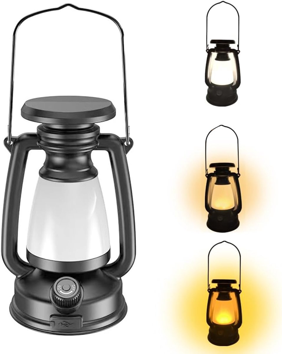 LED Retro Solar Camping Light, oplaadbare mobiele verlichting, wit licht, gele lichts, warm lichts, 3-modus verstelbare helderheid multifunctionele paardenlamp.