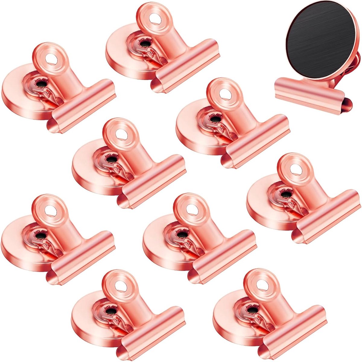 Clips, magneetclips voor koelkast, metalen magneten met clip, super sterke magneet, magneetclips, voor koelkast, whiteboard, kantoor, keuken (roségoud)