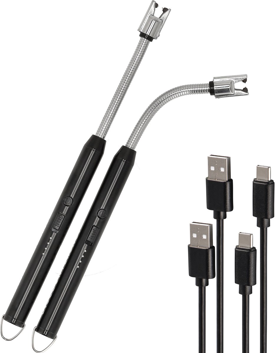 Plasma aansteker 2 Stuks - Elektrisch en USB-C Oplaadbaar - Windproof BBQ en kaarsen aansteker - flexibele aansteker - Elektronische USB aansteker