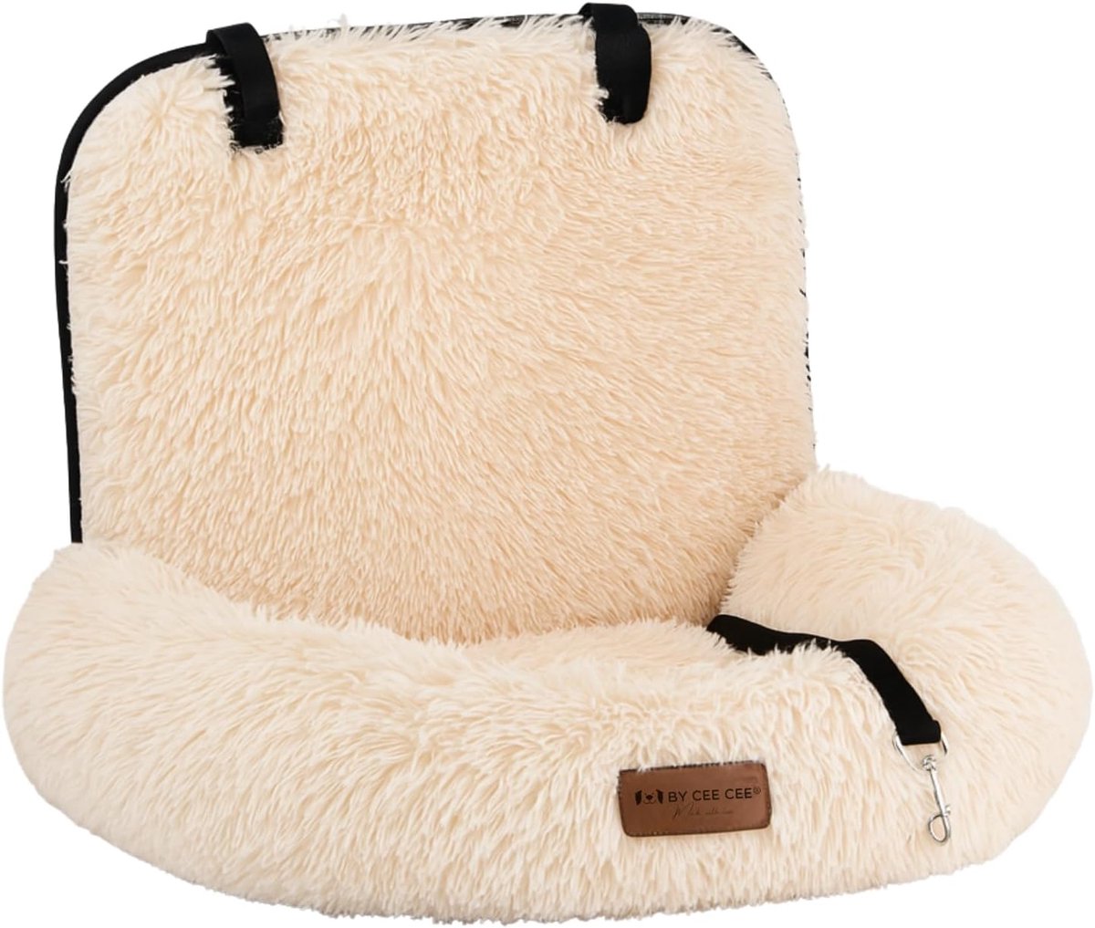 SnelShoppen - Fluffy Hondenautostoeltje - Hondenzitplaats - Dierenbed voor Auto - Automand Hond - Maat M - Veilig en Comfortabel voor Achterbank of Ac
