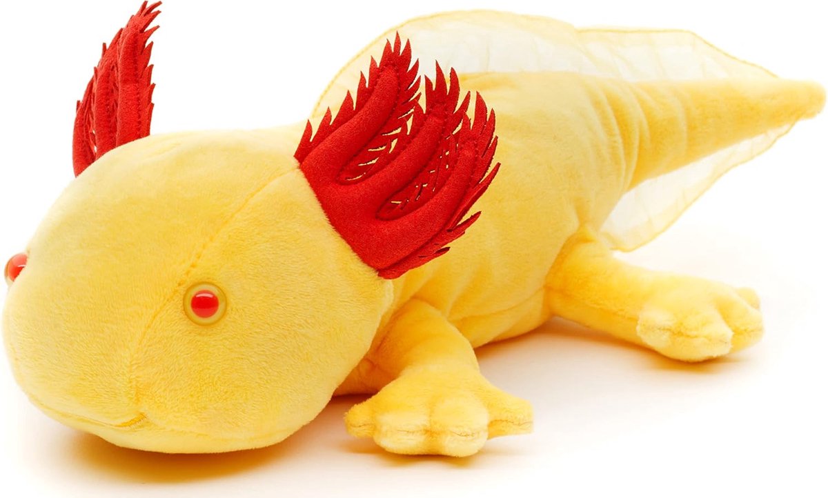 Axolotl Original (geel met rode ogen) - 32 cm (lengte) - pluche waterdier - pluche dier - pluche dier