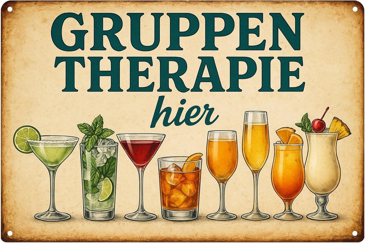 Bar Alcohol bord, groepstherapie, metalen bord, 20 x 30 cm, voor binnen en buiten, weerbestendig, eenvoudige montage