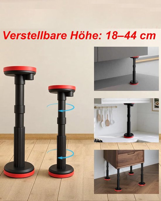 Steunen in hoogte verstelbaar 18-45cm: 2 stuks Telescopische steunstang Verstelbaar steunsysteem 400 kg gewichtscapaciteit Telescopische steun voor kast, wastafel, bank — afbeelding 4