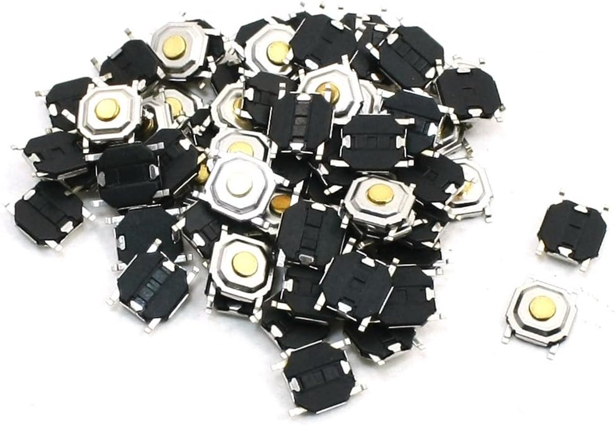 sourcing map 68pcs oppervlakte Opgezette Apparaten SMT 4-Terminal Momentary Push Button Tactiele Schakelaar, 5 mm x 5 mm x 1,5 mm