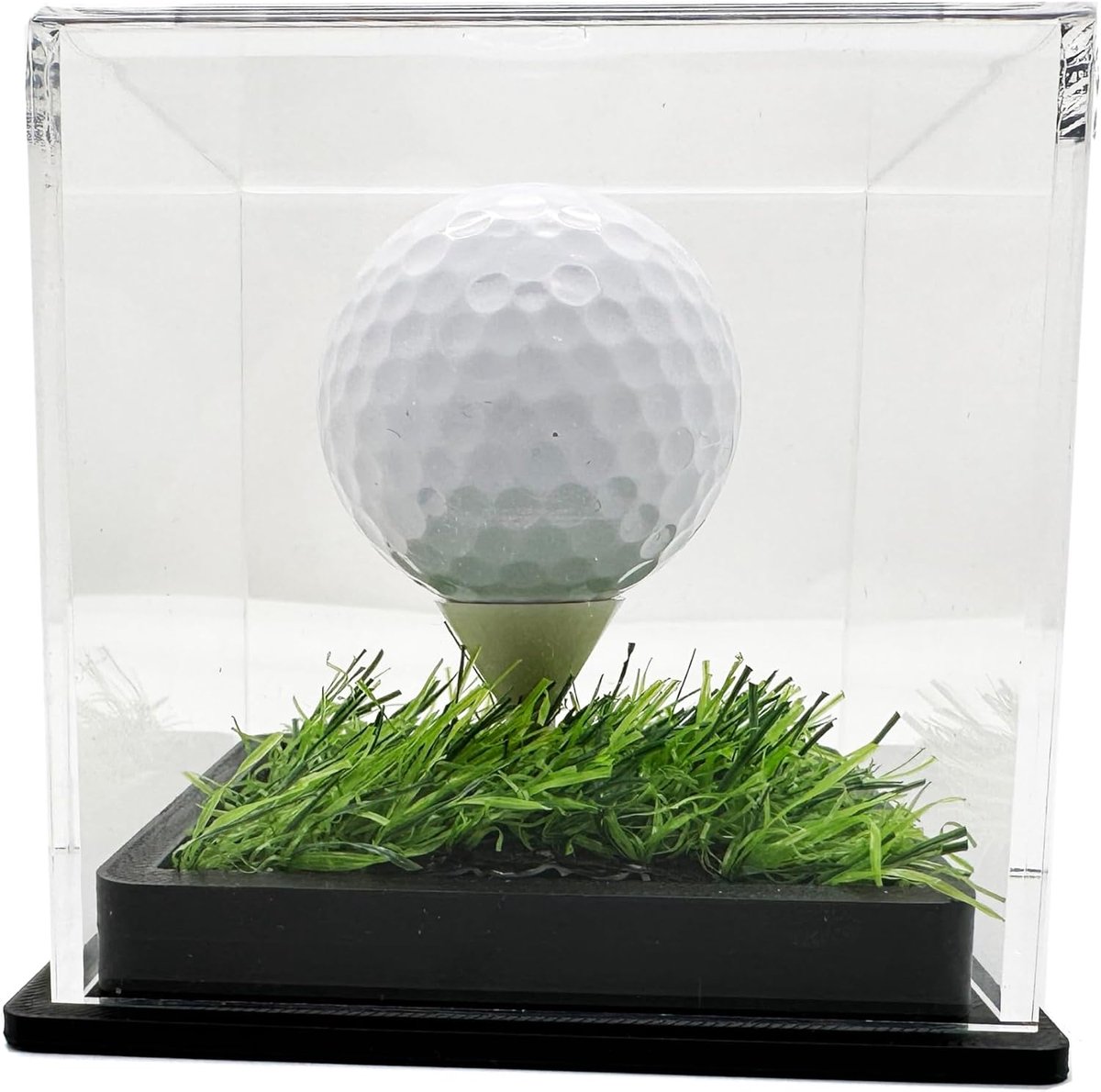Acryl Golfbal Vitrine met Grasbasis voor Hole-in-One Bal, Verzamelbare Golfbal, Gesigneerde Memorabilia, Souvenir, Jubilea - Transparante Enkele Vitrine