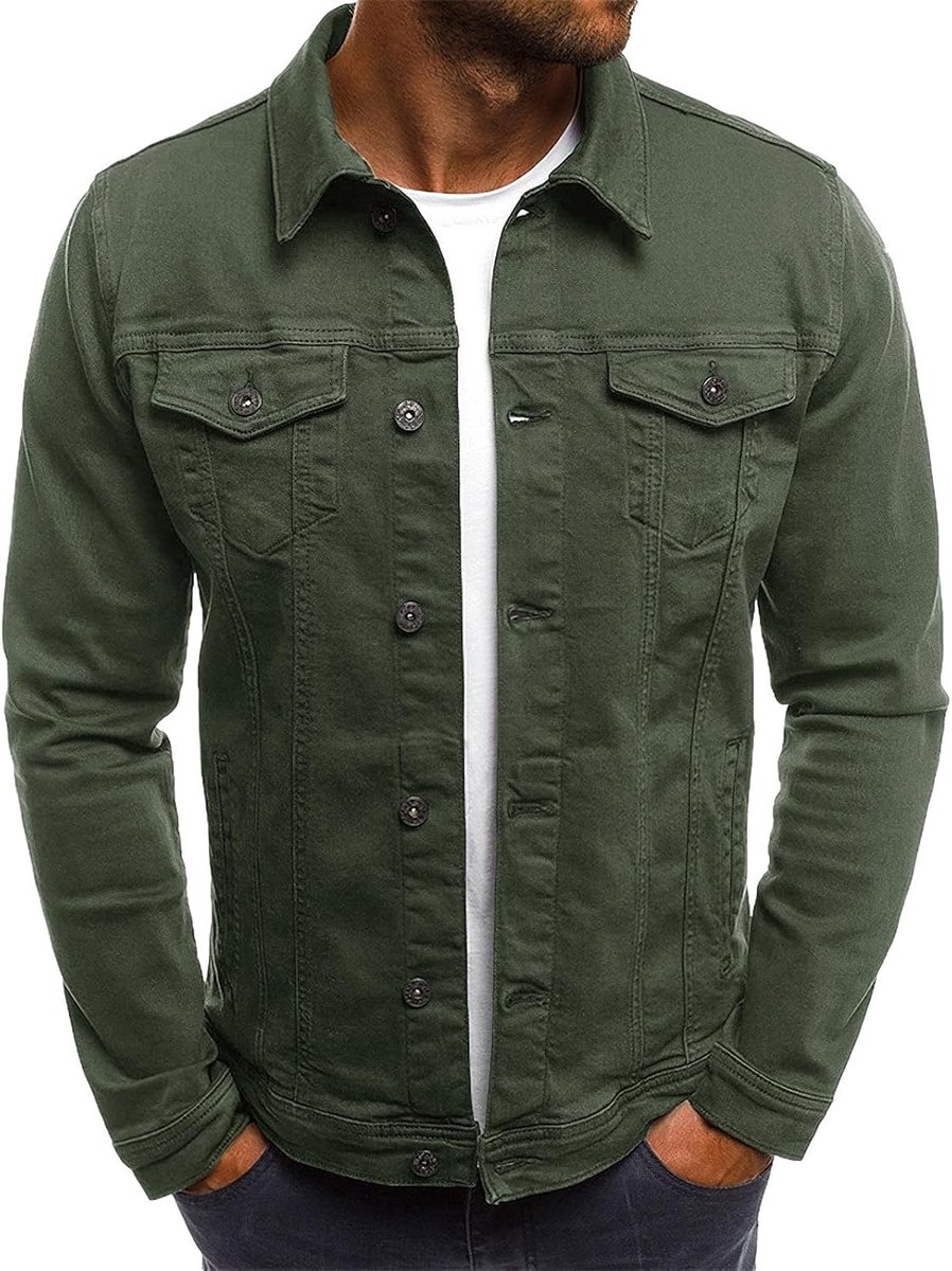 amropi Denim herenjas met knopen, ongedwongen bovenkleding, spijkerjacks