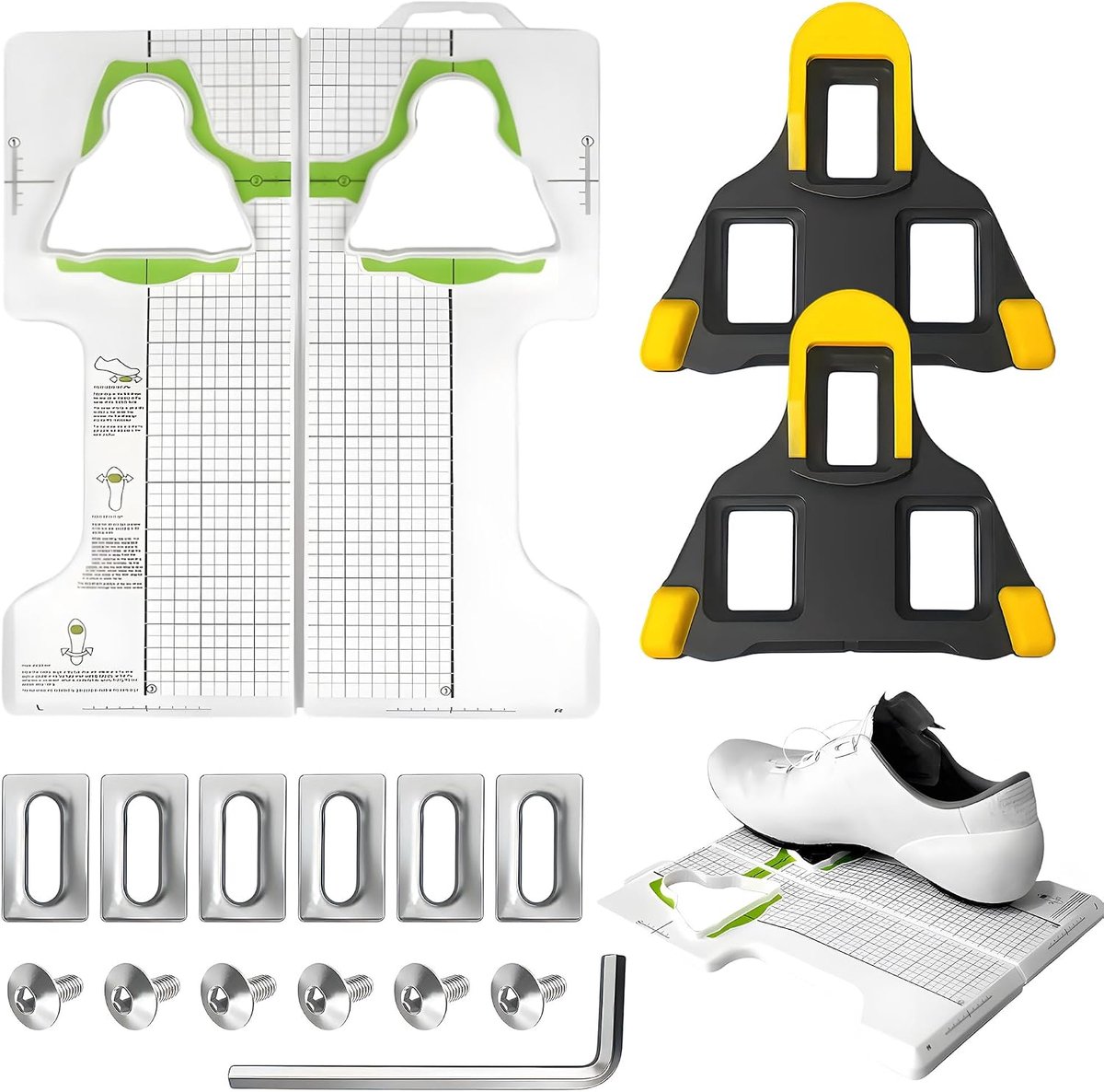 Schoenplaten instelgereedschap & Shi-ma-no SPD SL Cleats Set | Compatibel met SM-SH10/SH11/SH12, geschikt voor 3-gaats SPD-SL racefietsschoenen en racefiets-klikpedalen