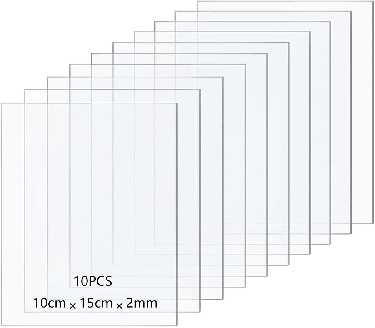 Set van 10 professionele acrylglas 2 mm dikte, ultra heldere acrylplaat, transparante acrylplaten, acrylglasplaten voor fotolijsten, projecttentoonstelling, schilderen, tafelstandaard (10 x