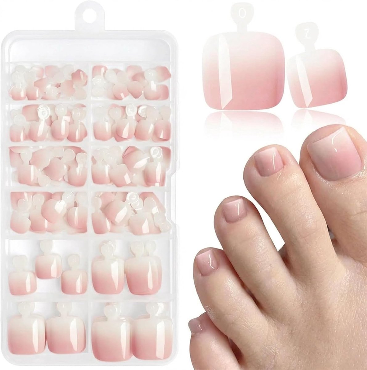 120 stuks Ombré drukbare teennagels, teennagels om op te plakken met lijmtabs, Ombré kunstmatige teennagels om op te drukken en op te plakken