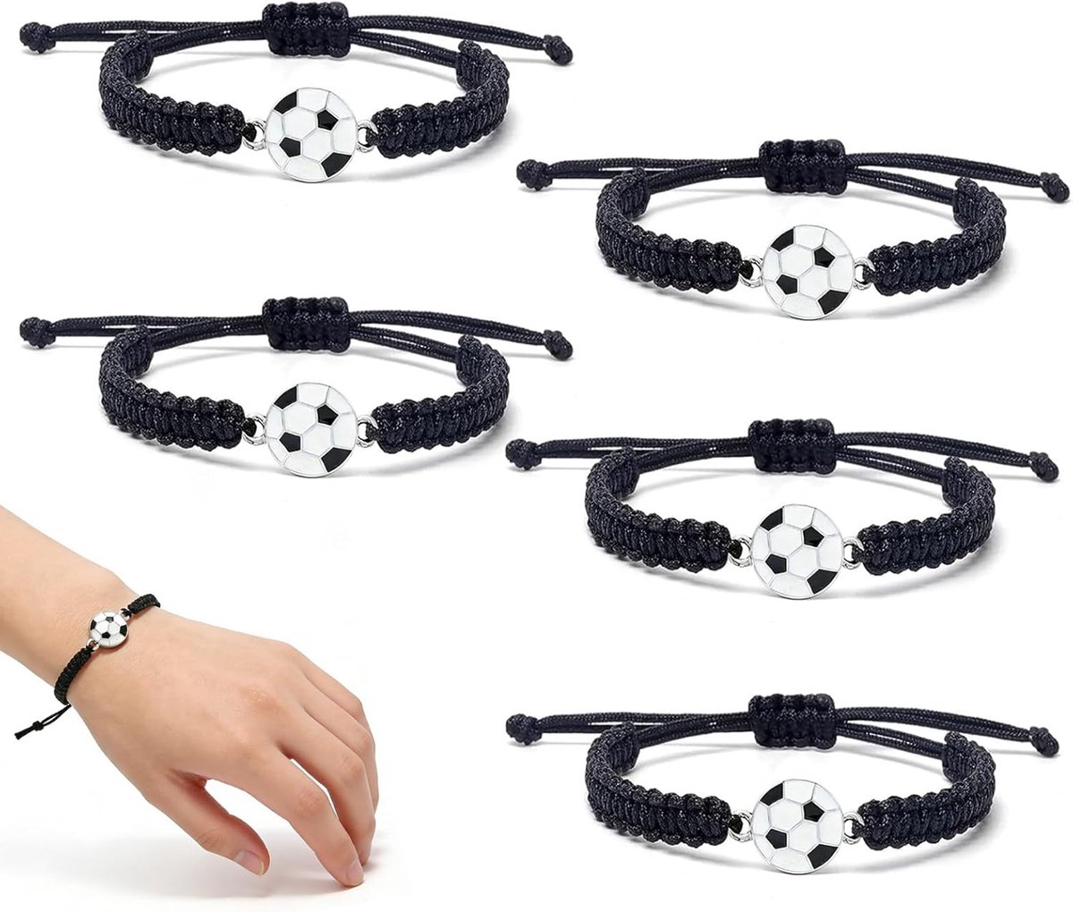 Voetbalarmbanden set van 5 - verstelbaar - trendy ontwerp - perfect voor sportmomenten - ShopVlot