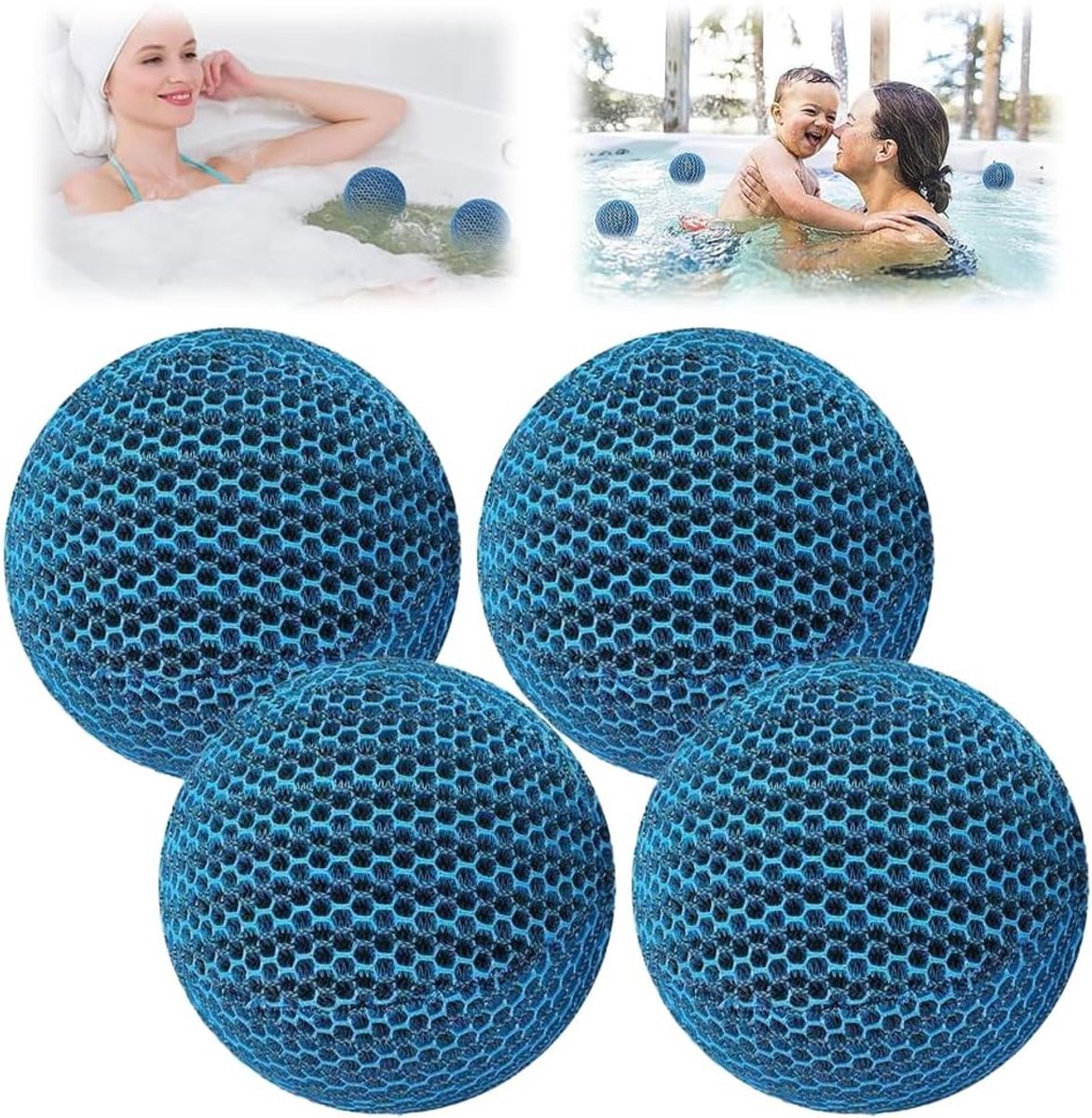SnelShoppen - Hot Tub Scum Absorber 4x, 7cm Olie Absorberende Sponsen, Herbruikbaar voor Zwembad, SPA en Hydromassage, Groot Formaat, Effectieve Oliev