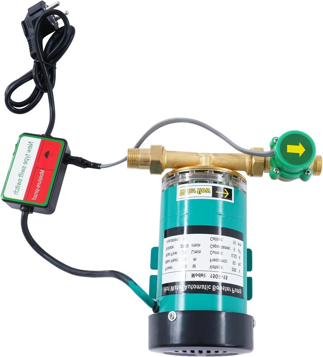 Drukverhogingspomp - Circulatiepomp Warm Water - Waterdruk Verhoging - Messing Behuizing Roestvrij Staal - 3/4 inch - Groen