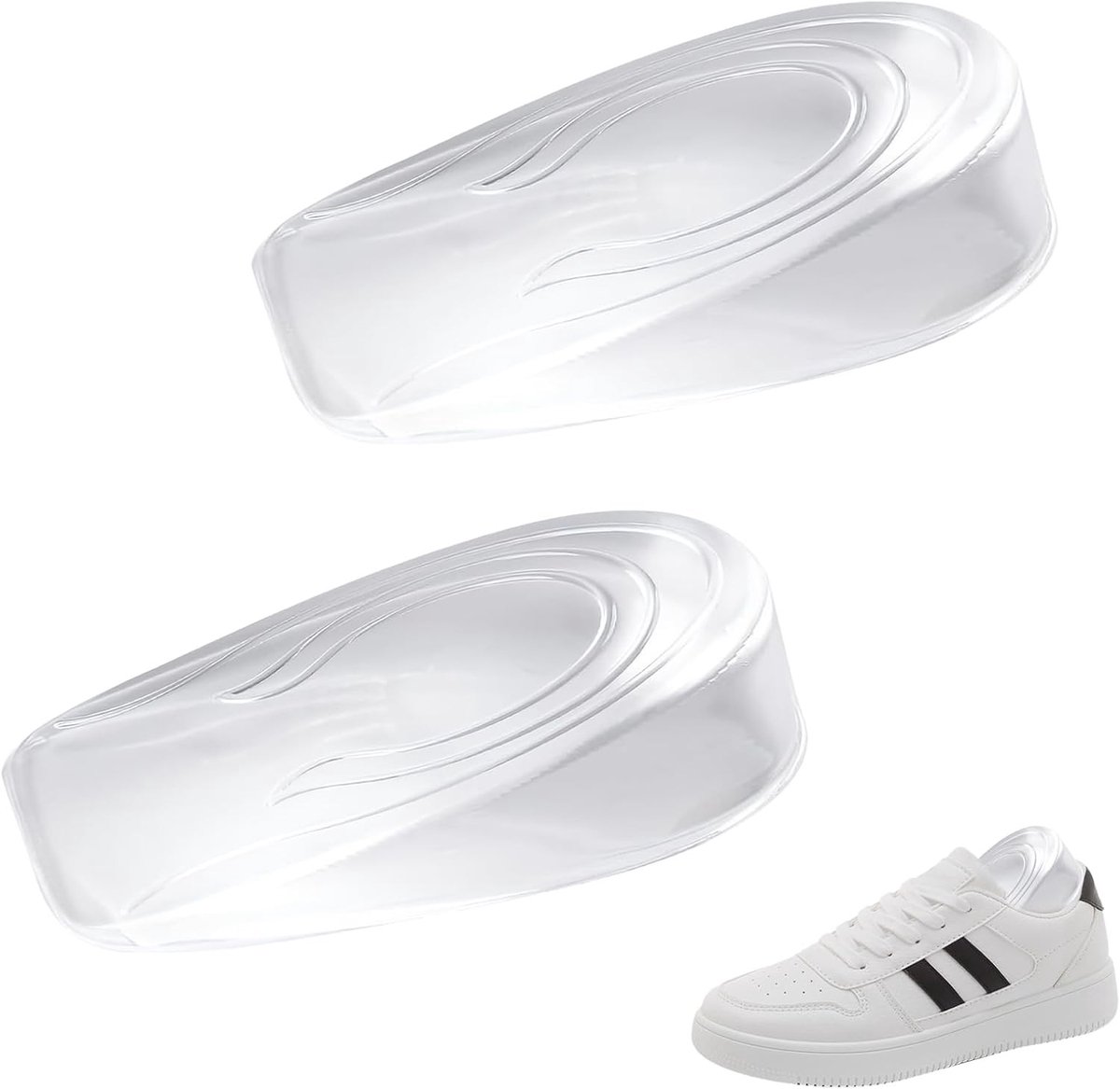 Siliconen Hielkussens, Onzichtbare Hielverhogers voor Schoenen, Verhoog de Hoogte met 2 cm, Wasbaar en Comfortabel voor Dames- en Herenschoenen, 9 x 6.5 x 2 cm