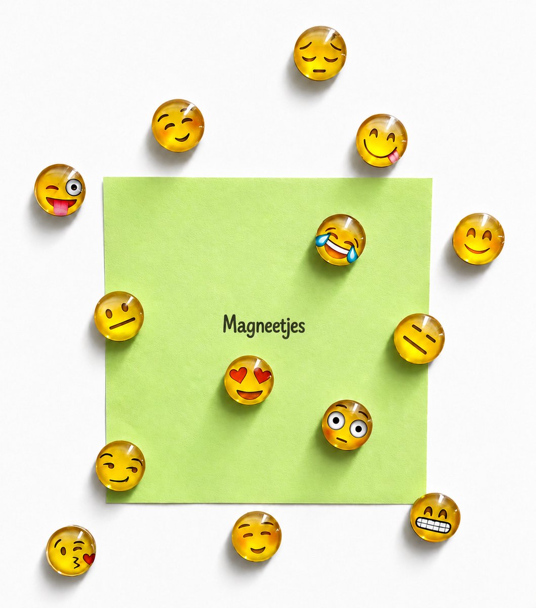 TLVX 12 stuks 3D Emoji's Koelkastmagneten / Ronde Magneetjes / Kleine Foto Magneet Gezichtje / Leuke Smileys / Whiteboard / Speel- en Leer Magneten / School Bord / Emotie / Magnets