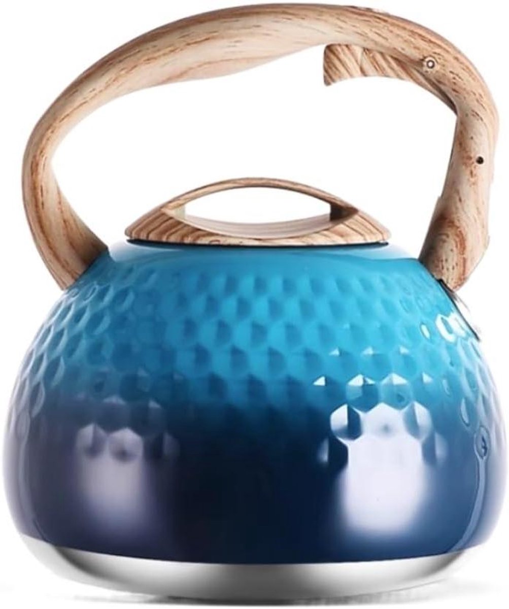 Waterkoker Fluitketel - Theeketel Kookketel - Water Koken - Verdikte Bodem - 3L - Blauw